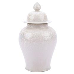 Garrett French Country White Ceramic Decorative Temple Jar