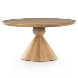 Beccy Rustic Lodge Brown Solid Wood Marble Accent Round Dining Table - 60&quot;W