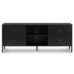 Sutton Industrial Loft Black Iron 4 Drawer Shelving Media Cabinet - 70&quot;W