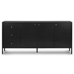 Sutton Industrial Loft Black Iron Bronze Hardware 3 Drawer Sideboard