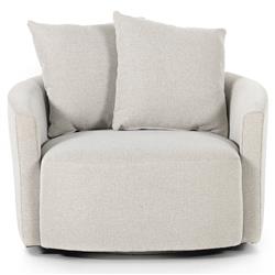 Louisa Modern Classic Off White Performance Swivel Barrel Chair