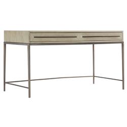 Milly Mid Century Modern Brown Oak Wood Gold Frame 2 Drawer Writing Desk