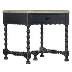 Czar French Country Distressed Brown Top Black Maple Wood Side End Table