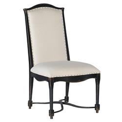 Kaira French Country Black Wood Cream Upholstered Nailhead Trim Dining Side Chair