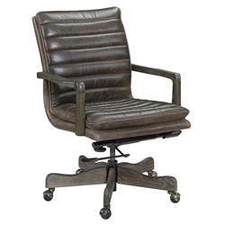 George Rustic Lodge Dark Brown Leather Upholstered Swivel Conference Office Chair