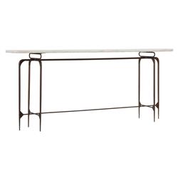 Myla Industrial Loft White Marble Top Brown Iron Frame Console Table