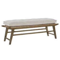 Rumi Coastal Beach Cream Performance Brown Wood Frame Rope Bedroom Bench