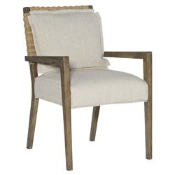 Rumi Coastal Beach Cream Performance Brown Wood Frame Rope Dining Arm Chair