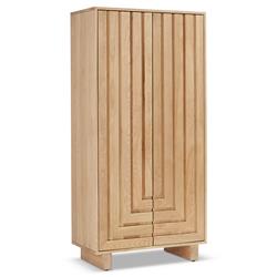 Emma Mid Century Modern Brown Oak Wood 2 Door Armoire