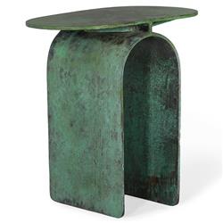 Evelyn Industrial Loft Green Steel Oval Accent Side End Table