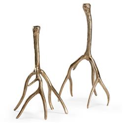 Wilfred Hollywood Gold Aluminum Antler Candlestick Candleholder - Set of 2