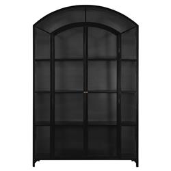 Stancil Industrial Matte Black Iron Frame Clear Glass Door Wide Arch Display Case