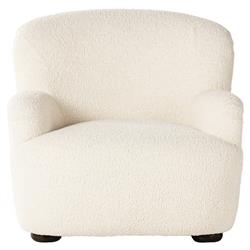 Kaden Modern Classic Cream Upholstered Boucle Brown Wood Wingback Arm Chair