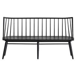 Lara Rustic Lodge Black Oak Wood Windsor Dining Bench