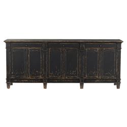 Marjorie French Country Black Pine Wood 3 Drawer 6 Door Sideboard