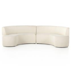 Sabrea Mid Century Modern White Performance Curved Dining Banquette
