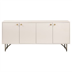 Valdo French Country Beige Hardwood Gold Stainless Steel Base 4 Door Sideboard