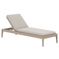 Cheryl Classic Light Grey Cushion Natural Teak Wood Frame Outdoor Chaise Lounge