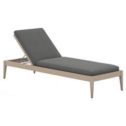 Cheryl Classic Black Cushion Natural Teak Wood Frame Outdoor Chaise Lounge
