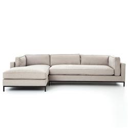 Allison Modern Classic Grey Upholstered 2 Piece Sectional - Left Arm Facing