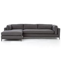 Allison Modern Classic Grey Upholstered 2 Piece Sectional - Left Arm Facing