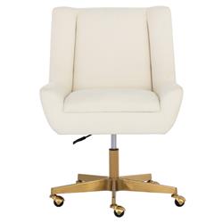 Weberg Hollywood Regency White Upholstered Matte Gold Steel Office Chair