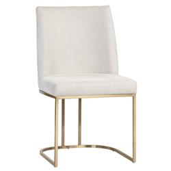 Aliyah Oatmeal Beige Antique Brass Steel Dining Side Chair - Set of 2