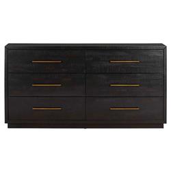 Dorwin Industrial Loft Espresso Brown Acacia Wood 6 Drawer Dresser