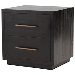 Dorwin Industrial Loft Burnished Black Acacia Wood 2 Drawer Nightstand
