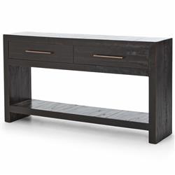 Dorwin Industrial Loft Espresso Brown Acacia Wood 2 Drawer Console Table