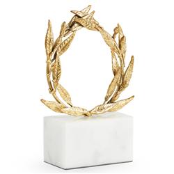 Apollo Regency Gold Leaf Iron White Marble Base Sculpture