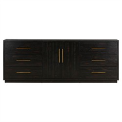 Dorwin Industrial Loft Espresso Brown Acacia Wood Media Console Sideboard