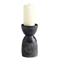 Olivia Modern Classic Black Ceramic Candlestick Candleholder - Small