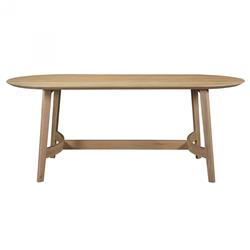 Ralph Modern Classic Brown Solid Oak Wood Oval Trestle Dining Table - 76"