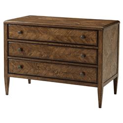 Ayra Dusk Brown Herringbone Oak Wood 3 Drawer Bachelor Chest