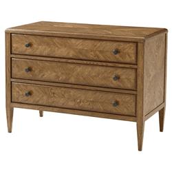 Ayra Dawn Brown Herringbone Oak Wood 3 Drawer Bachelor Chest