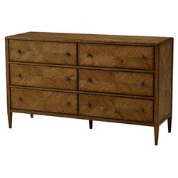 Ayra Mid Century Dusk Brown Oak Wood 6 Drawer Double Dresser