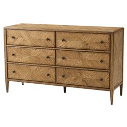 Ayra Mid Century Dawn Brown Oak Wood 6 Drawer Double Dresser