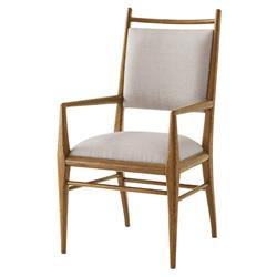 Ayra Grey Upholstered Back Brown Oak Dining Arm Chair