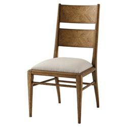 Ayra Grey Upholstered Dawn Herringbone Oak Dining Side Chair