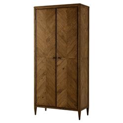 Ayra Mid Century Dusk Brown Herringbone Oak Wood Wardrobe