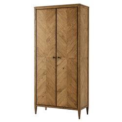 Ayra Mid Century Dawn Brown Herringbone Oak Wood Wardrobe