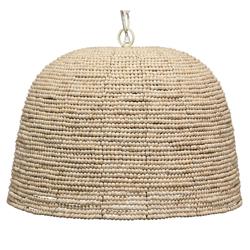 Scott Coastal Beach Off White Mango Wood Beads Iron Chain Single Pendant