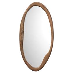Mira Rustic Lodge Brown Mango Wood Oval Wall Mirror