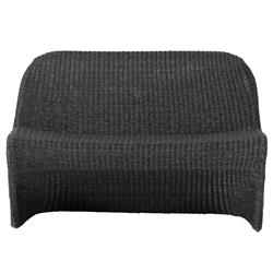 Ivanna Coastal Beach Black Woven Wicker Outdoor Dining Bench