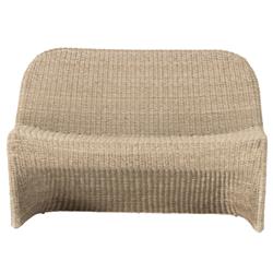 Ivanna Coastal Beach White Woven Wicker Outdoor Dining Bench