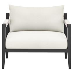 Cheryl Rustic Lodge White Upholstered Black Aluminum Outdoor Dining Arm Chair