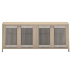 Cheryl Rustic Lodge Natural Teak Wood Grey Rope Accent Outdoor 4 Door Sideboard
