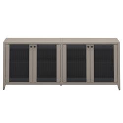 Cheryl Rustic Lodge Grey Teak Wood Dark Rope Accent Outdoor 4 Door Sideboard
