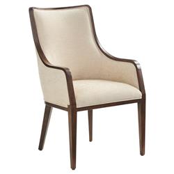 Bromley Rustic Lodge Off White Performance Brown Wood Dining Arm Chair